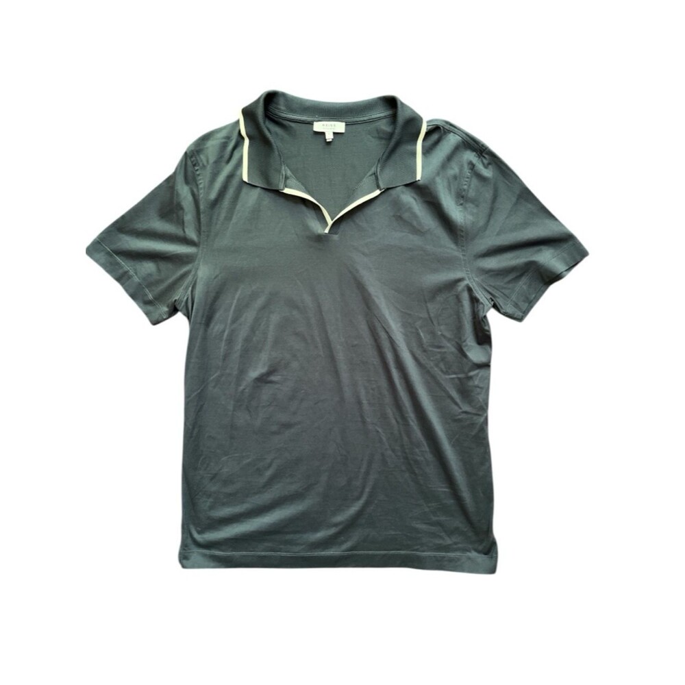 Reiss Murphy Polo Shirt Large Slate Blue Gray Egyptian Cotton Short Sleeve